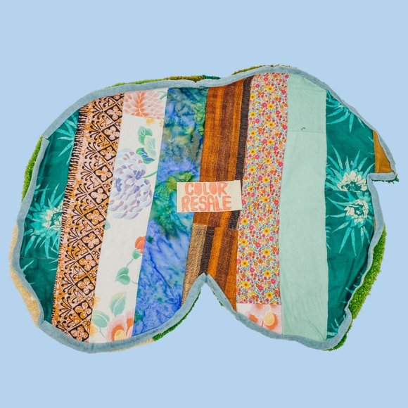 Lime Tufted Rug w/ Up-cycled Quilted Back, Handmade by Coco - Picture 2 of 4